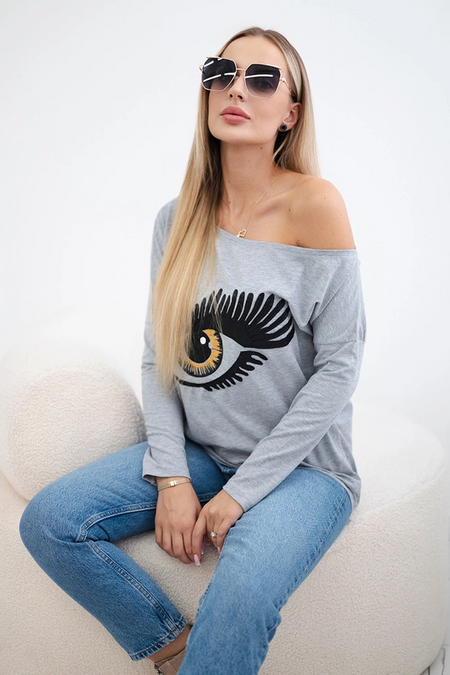 Bluzka z nadrukiem i dłuższym tyłem , Szary Uniwersalny , Bluzki , TR , pol_pm_Bluzka-z-nadrukiem-i-dluz , 9315 Bluzki Discount-30 Odzież Damska Rabat20 Wszystkie Produkty