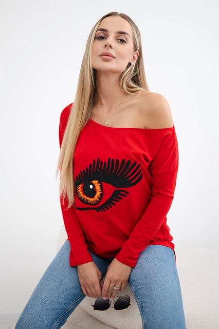 Bluzka z nadrukiem i dłuższym tyłem , Czerwony Uniwersalny , Bluzki , TR , pol_pm_Bluzka-z-nadrukiem-i-dluz_4 , 9315 Bluzki Discount-30 Odzież Damska Rabat20 Wszystkie Produkty