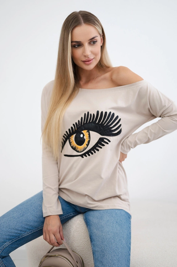Bluzka z nadrukiem i dłuższym tyłem , Beżowy Uniwersalny , Bluzki , TR , pol_pm_Bluzka-z-nadrukiem-i-dluz_8 , 9315 Bluzki Discount-30 Odzież Damska Rabat20 Wszystkie Produkty