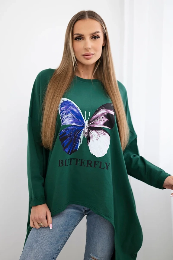 Bluzka z nadrukiem oversize , Ciemny Zielony Uniwersalny , Bluzki , TR , pol_pm_Bluzka-z-nadrukiem-oversi_b3659f2d-7e41-4247-8bbb-15ec2ec19d6d , 69402 Bluzki Discount-30 Odzież Damska Polecane Rabat20 Wszystkie Produkty