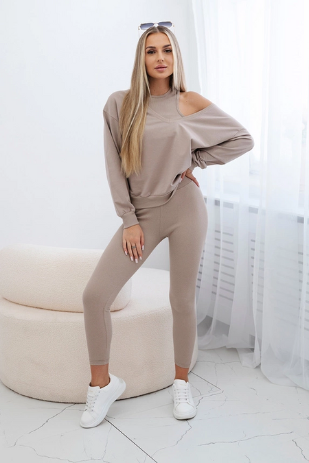 Komplet 3-częściowy bluza + top + legginsy , Ciemny Beżowy Uniwersalny , Komplety , TR , pol_pm_Komplet-3-czesciowy-bluza_5 , 9441 Discount-30 Komplety Odzież Damska Rabat20 Wszystkie Produkty