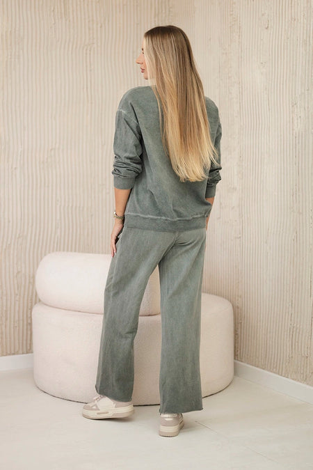 Komplet bawełniany dekatyzowany z nadrukiem bluza + spodnie khaki , Khaki Uniwersalny , Komplety , IT , pol_pm_Komplet-bawelniany-dekatyzowany-z-nadrukiem-bluza-spodnie-khaki-30070_3 , ART90041-2 Jesien Komplety Odzież Damska Wszystkie Produkty
