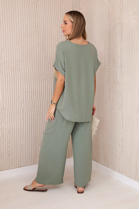 Komplet z naszyjnikiem bluzka + spodnie , Khaki Jasny Uniwersalny , Komplety , IT , pol_pm_Komplet-z-naszyjnikiem-bl_3 , 6433 barter Komplety Moda Włoska Odzież Damska Rabat20 Wszystkie Produkty