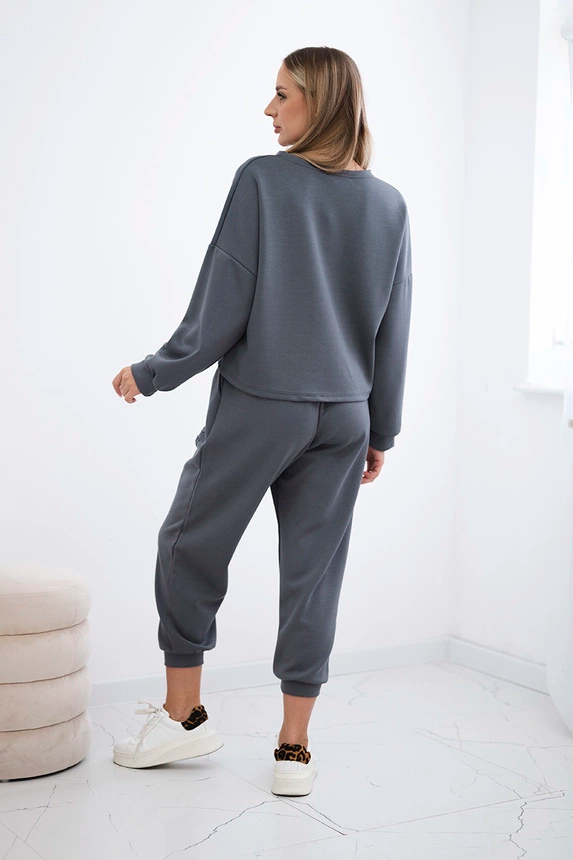 Komplet z wiskozy Amour bluza + spodnie , grafitowy uniwersalny , Komplety , IT , pol_pm_Komplet-z-wiskozy-Amour-b_13 , 7138 Jesien Komplety Odzież Damska Wszystkie Produkty