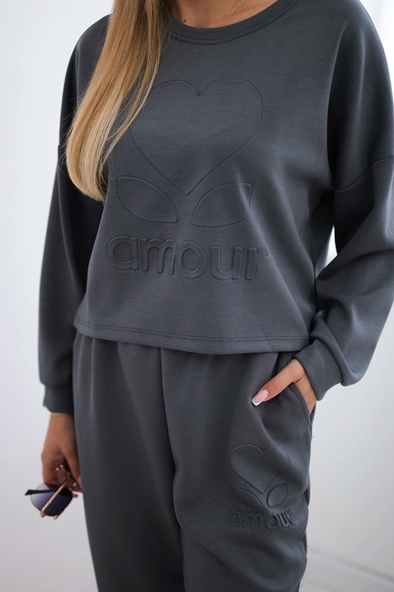 Komplet z wiskozy Amour bluza + spodnie , grafitowy uniwersalny , Komplety , IT , pol_pm_Komplet-z-wiskozy-Amour-b_14 , 7138 Jesien Komplety Odzież Damska Wszystkie Produkty