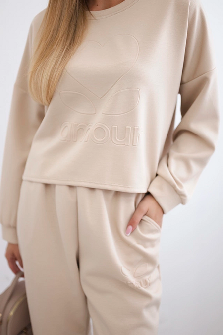 Komplet z wiskozy Amour bluza + spodnie , ciemny beżowy uniwersalny , Komplety , IT , pol_pm_Komplet-z-wiskozy-Amour-b_2 , 7138 Jesien Komplety Odzież Damska Wszystkie Produkty