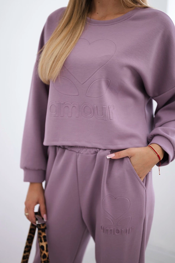 Komplet z wiskozy Amour bluza + spodnie , ciemny różowy uniwersalny , Komplety , IT , pol_pm_Komplet-z-wiskozy-Amour-b_5 , 7138 Jesien Komplety Odzież Damska Wszystkie Produkty