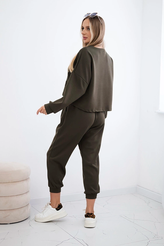Komplet z wiskozy Amour bluza + spodnie , khaki uniwersalny , Komplety , IT , pol_pm_Komplet-z-wiskozy-Amour-b_7_621e499d-866d-4341-b6e0-62fbfad8d269 , 7138 Jesien Komplety Odzież Damska Wszystkie Produkty