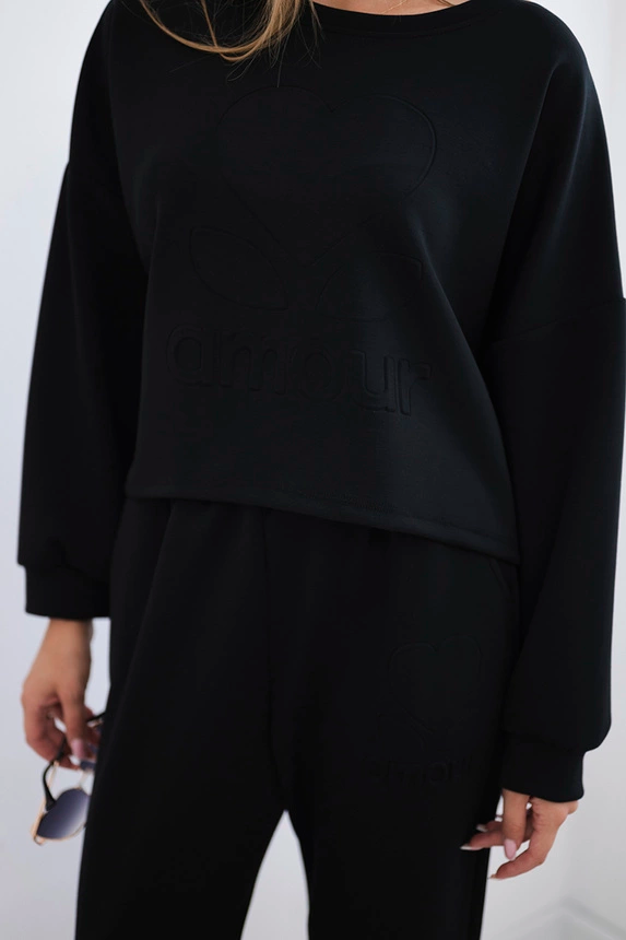 Komplet z wiskozy Amour bluza + spodnie , czarny uniwersalny , Komplety , IT , pol_pm_Komplet-z-wiskozy-Amour-b_8 , 7138 Jesien Komplety Odzież Damska Wszystkie Produkty