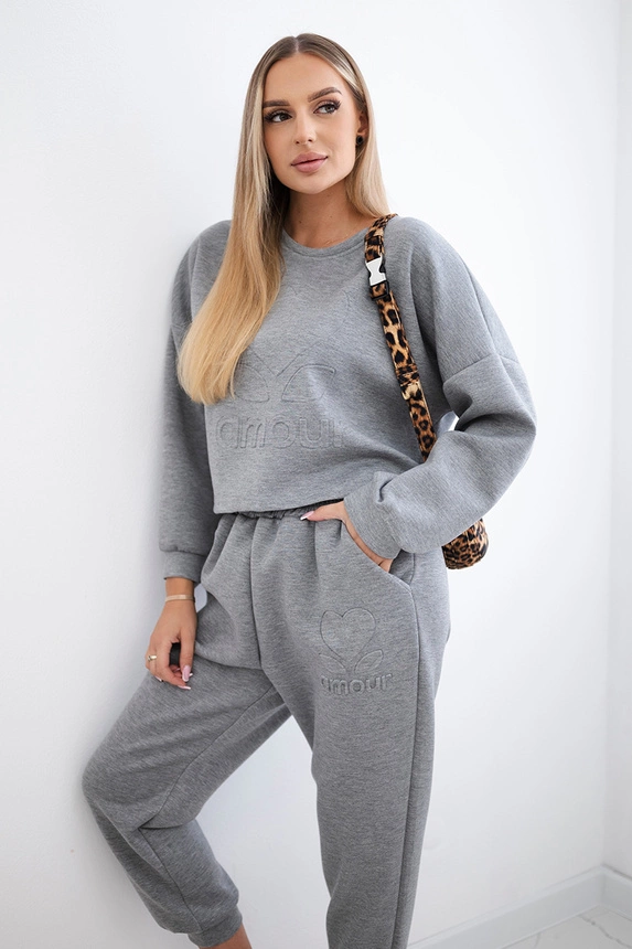 Komplet z wiskozy Amour bluza + spodnie , szary uniwersalny , Komplety , IT , pol_pm_Komplet-z-wiskozy-Amour-b_9_780b7163-a607-4355-9435-cddff09fb8db , 7138 Jesien Komplety Odzież Damska Wszystkie Produkty