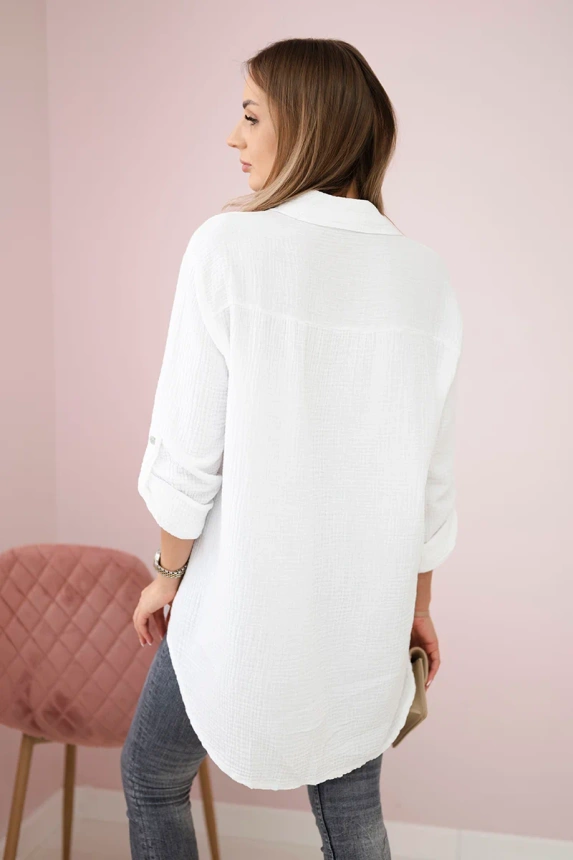 Koszula bawełniana muślinowa oversize , Biały uniwersalny , Bluzki , IT , pol_pm_Koszula-bawelniana-muslin_9 , ART208 barter Bluzki Nowości Odzież Damska Wszystkie Produkty