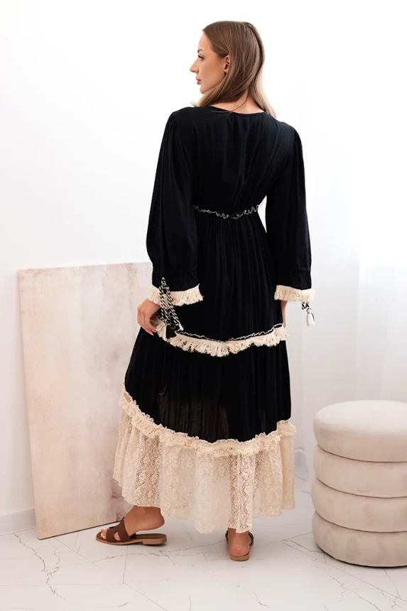Sukienka damska boho z koronką , Czarna uniwersalny , Sukienki , IT , pol_pm_Sukienka-damska-boho-z-ko_5 , 6107 Moda Włoska Nowości Odzież Damska Sukienki wiosna Wszystkie Produkty