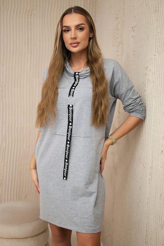 Sukienka z krawatem , Szary Uniwersalny , Sukienki , TR , pol_pm_Sukienka-z-krawatem-szara , 0153 Discount-30 Odzież Damska Rabat20 Sukienki Sukienkidresowe Wszystkie Produkty