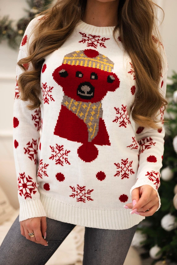 Sweter świąteczny z misiem , Ecru Uniwersalny , Swetry , TR , pol_pm_Sweter-swiateczny-z-misie_8 , 2021-19 Bluzki Discount-30 Kolekcja Swiateczna Odzież Damska Rabat20 Swetry Wszystkie Produkty