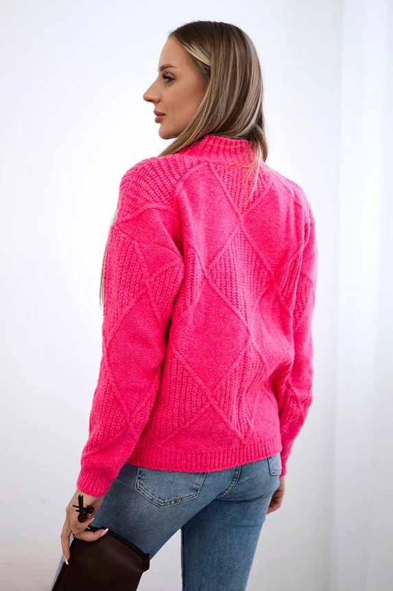 Sweter wkładany przez głowę w romby , Fuksja uniwersalny , Swetry , TR , pol_pm_Sweter-wkladany-przez-glo_2_5e0790d5-f1a1-4886-879c-61c5c0871c81 , 24-12 Jesien Odzież Damska Swetry Wszystkie Produkty