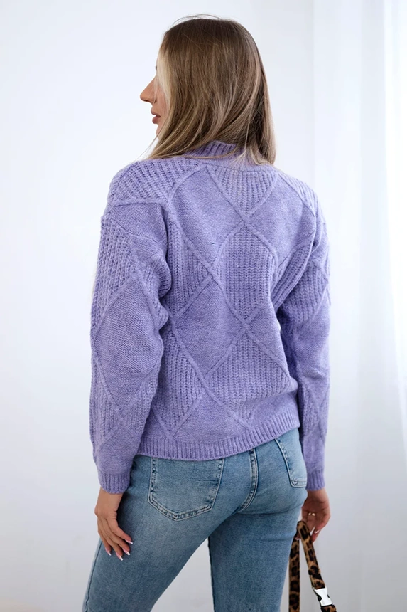 Sweter wkładany przez głowę w romby , Fioletowy uniwersalny , Swetry , TR , pol_pm_Sweter-wkladany-przez-glo_2_b912b0e7-b250-4130-b3e8-a576a1c56044 , 24-12 Jesien Odzież Damska Swetry Wszystkie Produkty