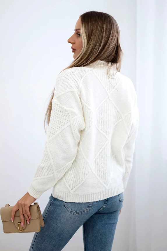 Sweter wkładany przez głowę w romby , Ecru uniwersalny , Swetry , TR , pol_pm_Sweter-wkladany-przez-glo_6_bf59936d-e3ee-475c-99d7-0916788053bd , 24-12 Jesien Odzież Damska Swetry Wszystkie Produkty