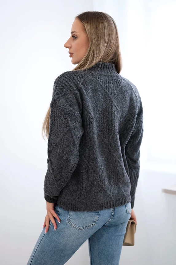 Sweter wkładany przez głowę w romby , Grafitowy uniwersalny , Swetry , TR , pol_pm_Sweter-wkladany-przez-glo_6_dd70fb1b-b855-402c-92d1-a65973b689dd , 24-12 Jesien Odzież Damska Swetry Wszystkie Produkty