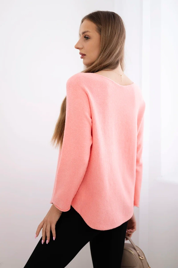 Sweter z okrągłym dekoltem , Morelowy uniwersalny , Swetry , IT , pol_pm_Sweter-z-okraglym-dekolte_2_79e7517c-64b5-4e63-9616-50a51b311446 , IT-64 Nowości Odzież Damska Swetry wiosna Wszystkie Produkty