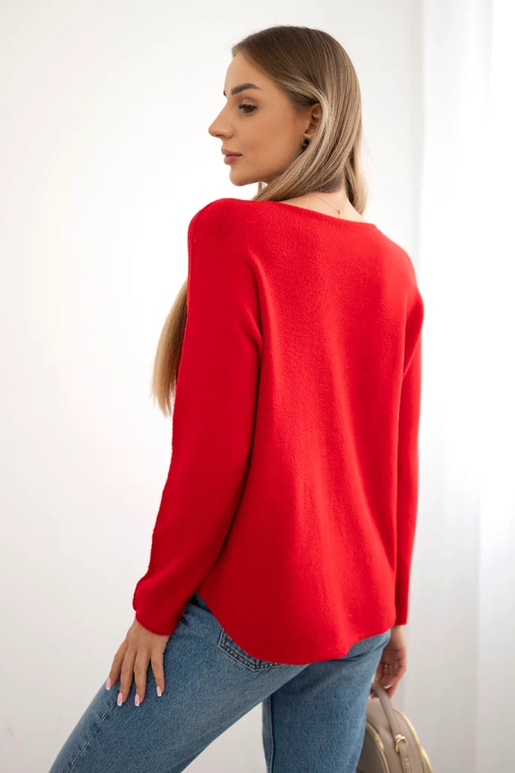 Sweter z okrągłym dekoltem , Czerwony uniwersalny , Swetry , IT , pol_pm_Sweter-z-okraglym-dekolte_2_998601ac-9630-4956-a0af-9fb00ad73fc4 , IT-64 Nowości Odzież Damska Swetry wiosna Wszystkie Produkty