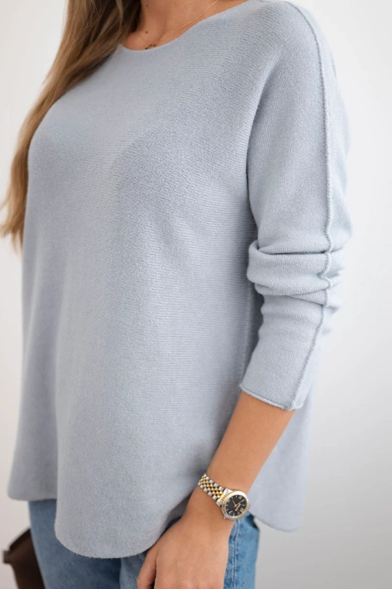 Sweter z okrągłym dekoltem , Szary uniwersalny , Swetry , IT , pol_pm_Sweter-z-okraglym-dekolte_3_8ea46364-954c-4290-82f1-8b1d00418371 , IT-64 Nowości Odzież Damska Swetry wiosna Wszystkie Produkty