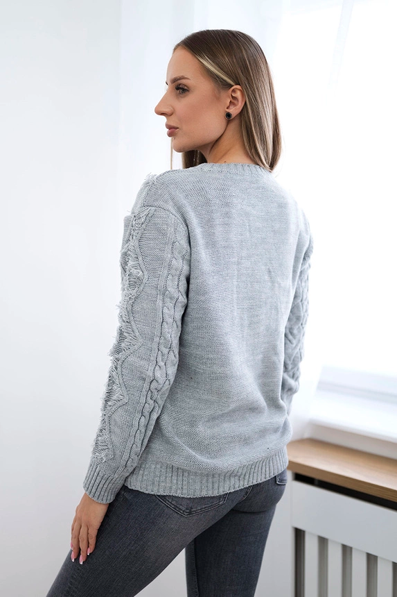 Sweter z warkoczowym splotem , Szary uniwersalny , Swetry , TR , pol_pm_Sweter-z-warkoczowym-splo_3_bf7fd9db-7dea-4168-84af-2cfa7d198c22 , 24-13 Nowości Odzież Damska Swetry Wszystkie Produkty